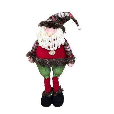 Papai Noel Retrátil Xadrez 64cm