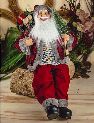 Papai Noel Lenhador Sentado 60cm