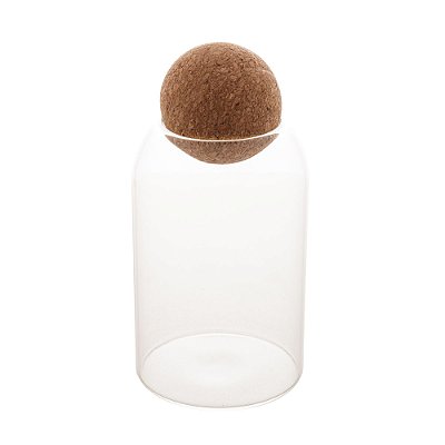 Pote de Vidro Com Tampa em Esfera de Rolha 800ml