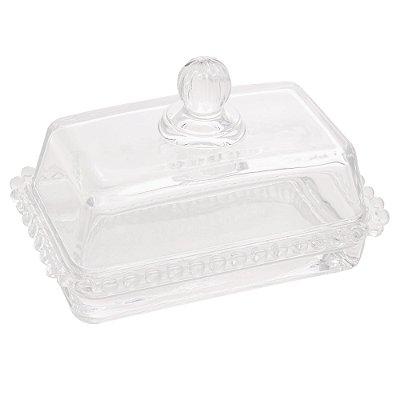 Manteigueira com Tampa de Cristal Pearl 17x10cm
