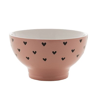 Bowl de Cerâmica Estampa de Coração Rosa
