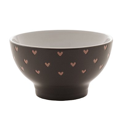 Bowl de Cerâmica Estampa de Coração Cinza