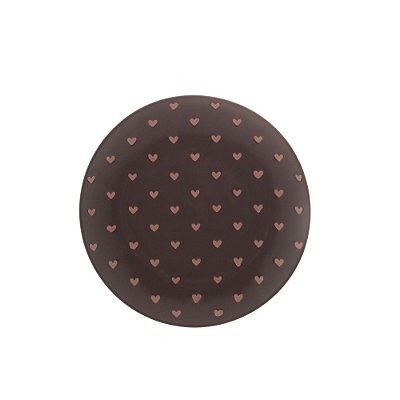 Prato de Sobremesa com Estampa de Coração 19,5cm - Cinza