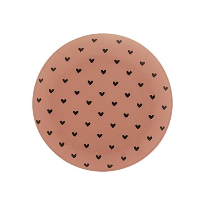 Prato de Sobremesa com Estampa de Coração 19,5cm - Rosa