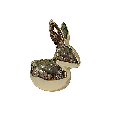 Vaso Cachepo de Coelho da Páscoa Dourado