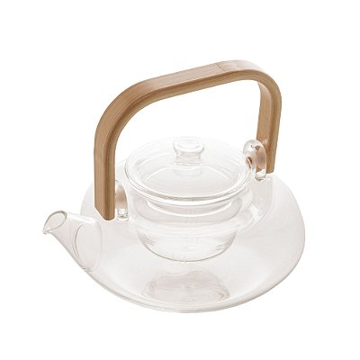 Chaleira de Vidro Borossilicato com Alça de Bambu 800ml - Wolff