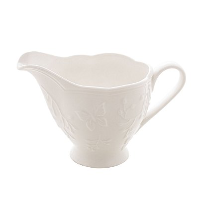Leiteira Molheira de Porcelana Butterfly Flower 200ml Branca