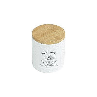 Pote De Cerâmica Com Tampa Em Bambu Sweet Home 500ml