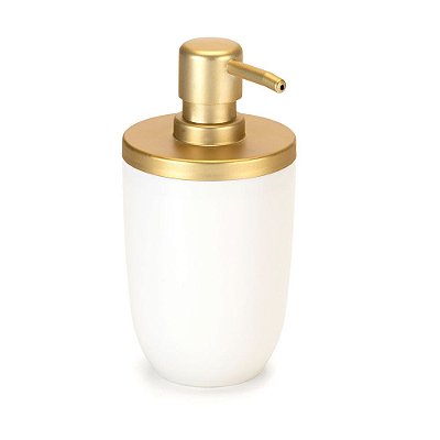 Dispenser Porta Sabonete Líquido 500ml - Branco com Dourado Fosco