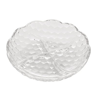 Petisqueira 4 Divisórias De Cristal Chumbo Bubble 18,5x4cm