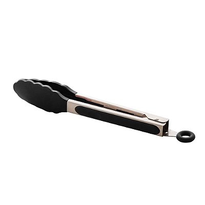 Pinça De Silicone Com Cabo De Aço Inox Charmy Preto 27cm