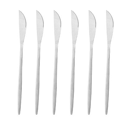 Conjunto com 6 Facas para Mesa em Aço Inox Opera 22cm - Prata