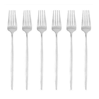 Conjunto com 6 Garfos para Mesa em Aço Inox Opera 22cm - Prata