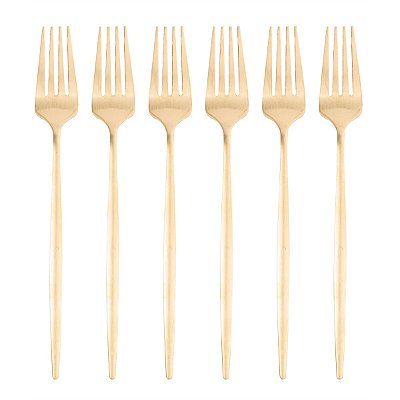 Conjunto com 6 Garfos para Mesa em Aço Inox Opera 22cm - Champanhe Dourado