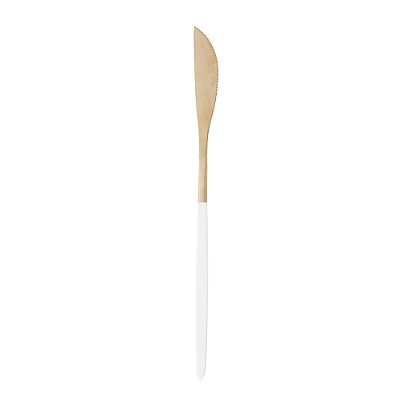 Faca para Mesa em Aço Inox Opera 22cm - Champanhe Dourado e Branco