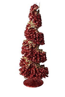 Árvore de Natal Decorativa Aramada Glitter Vermelha e Dourada 31cm