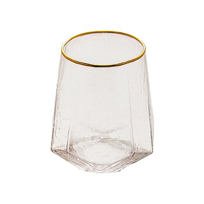 Copo Baixo De Cristal com Borda Dourada Taj 550ml