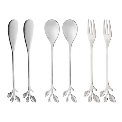 Conjunto De 6 Talheres Em Aço Inox Leaves Prateado