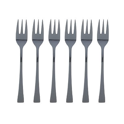 Conjunto De 6 Garfos Para Bolo Em Aço Inox Berna - Preto