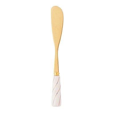 Conjunto 4 Espátulas Aço Inox Dourado Cabo Cerâmica Branco