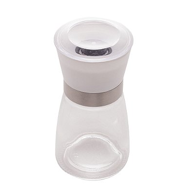 Moedor De Tempero Em Vidro Com Tampa Branca 170ml