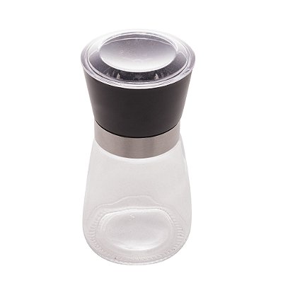 Moedor De Tempero Em Vidro Com Tampa Preta 170ml