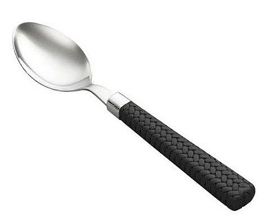 Colher de Sopa de Aço Inox com Cabo de Plástico Rattan Preto 19cm
