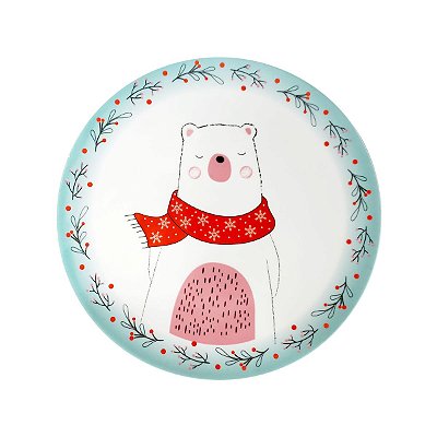 Prato de Sobremesa de Porcelana Urso Polar 21cm