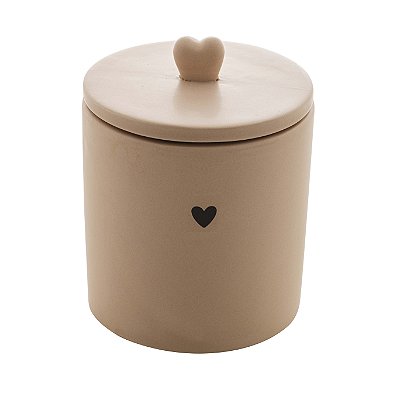 Pote de Cerâmica Heart Coração Bege 10x10x12cm