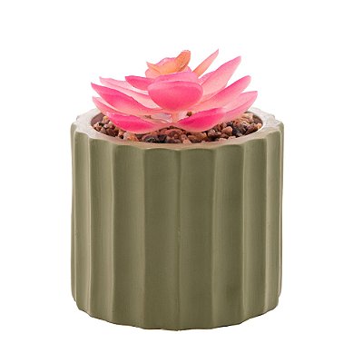 Cachepot de Cimento com Suculenta Verde 7,5cm x 10,5cm