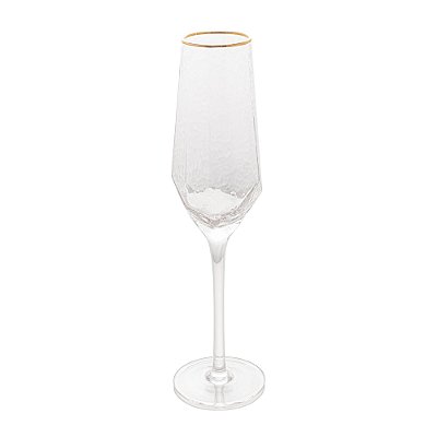 Taça De Champanhe De Cristal Com Borda Dourada Taj 300ml