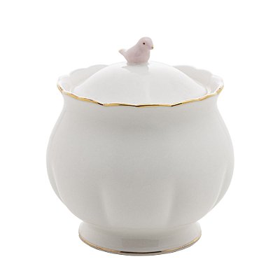 Açucareiro de Porcelana Birds Pássaro Rosa 300ml