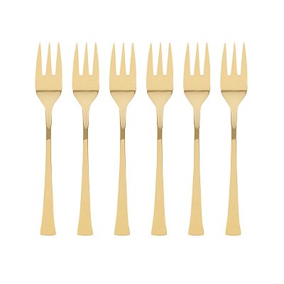 Conjunto De 6 Garfos Para Bolo Em Aço Inox Berna - Dourado