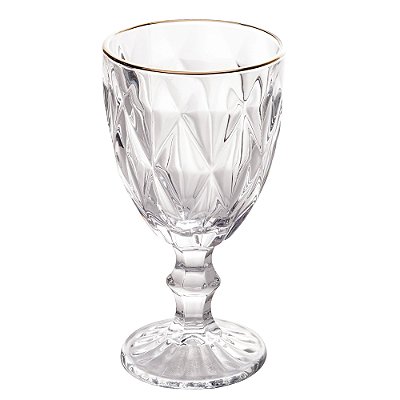 Taça de Vidro Diamond 325ml - Fio de Ouro
