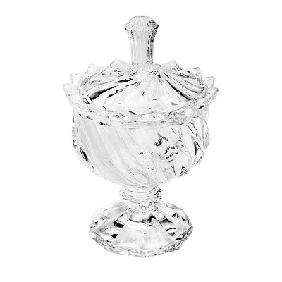 Potiche Decorativo com Pé de Cristal Linearis 9,5x14,5cm