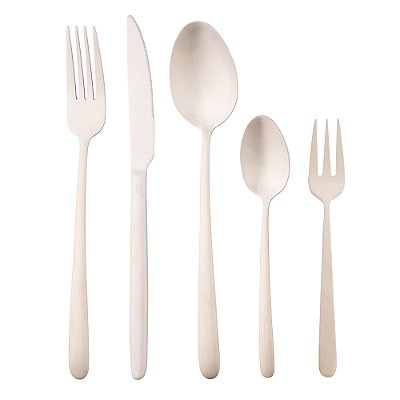 Faqueiro 30 Peças de Aço Inox Viena Champanhe Fosco