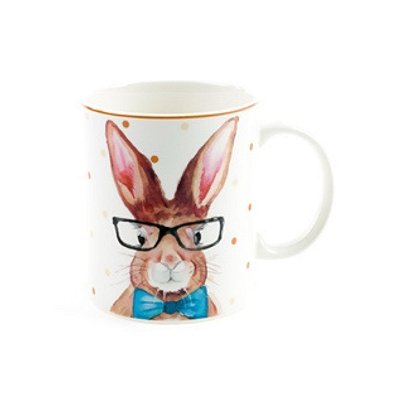 Caneca de Porcelana Coelho da Páscoa de Óculos 300ml