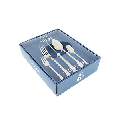Faqueiro 30 Peças de Aço Inox Berna Dourado Champanhe Fosco