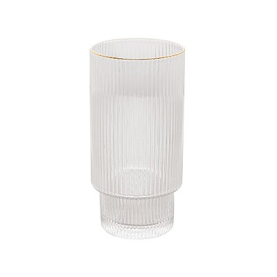 Copo Alto De Cristal Com Borda Dourada Fio de Ouro Lines 400ml