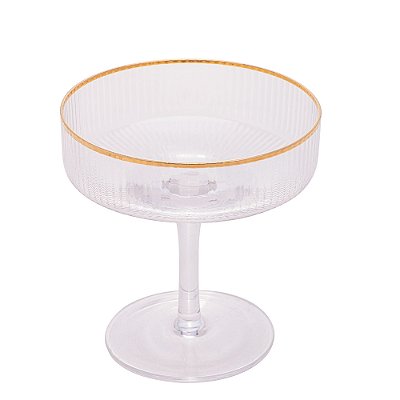 Taça Coupe de Vidro Lines com Borda Dourada 200ml