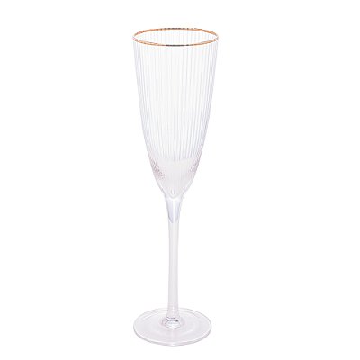 Taças de Champanhe de Vidro com Borda Dourada Lines 300ml