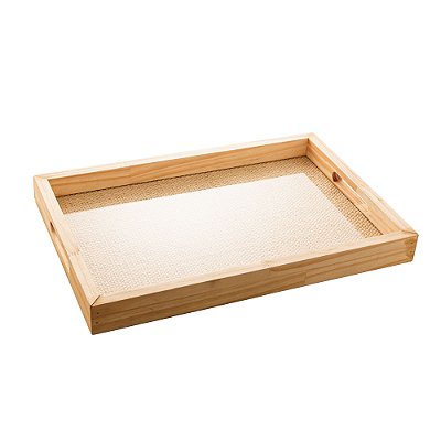 Bandeja de Madeira com Sisal Natural Pinus 45x30x4,5cm