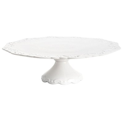 Prato para Bolo Boleira com Pé de Porcelana Durable Porcelain Alto Relevo 21cm