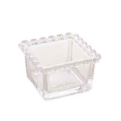 Bowl Quadrado de Cristal Bolinha Coração 8,5x8,5x5cm