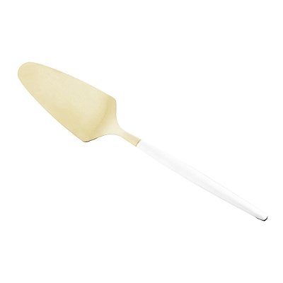 Espátula de Bolo em Aço Inox Opera 27,5cm Dourado e Branco