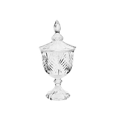 Potiche Decorativo com Pé de Cristal Dublin 24,5x11,5cm