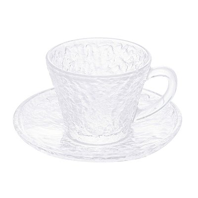 Xícara de Chá com Pires de Cristal Martelado Petra 180ml