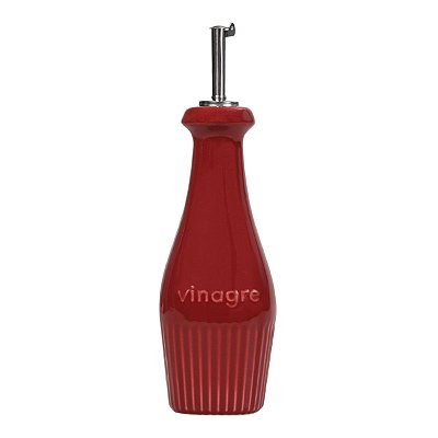 Galheteiro para Vinagre em Porcelana Assar e Servir Vermelho