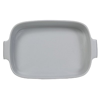 Travessa Retangular de Porcelana Refratária 37x26cm Assar e Servir Branca