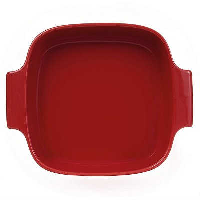 Travessa Quadrada de Porcelana Refratária 21cm Assar e Servir - Vermelha